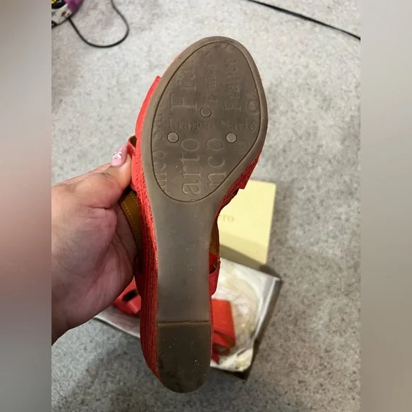 Franco Sarto red wedge sandals strappy - Picture 5 of 6